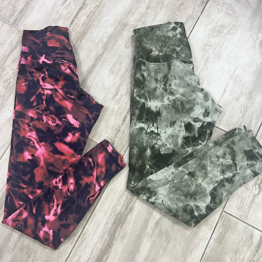 Lululemon Align Size 8 Leggings - set of 2, Burgundy and Green